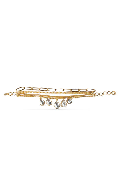 Layered Kundan & Cubic Zirconia Bracelet 