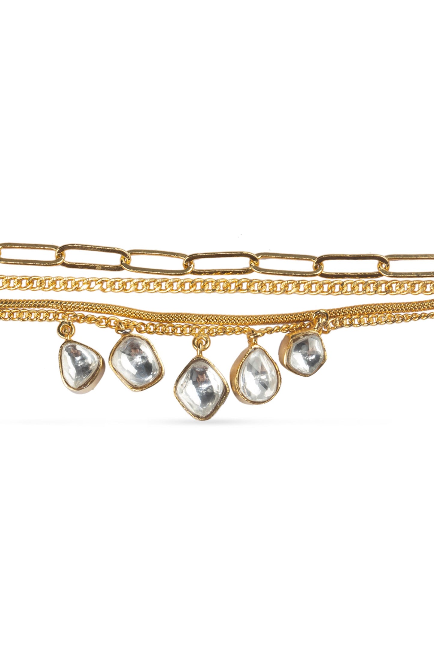 Layered Kundan & Cubic Zirconia Bracelet 