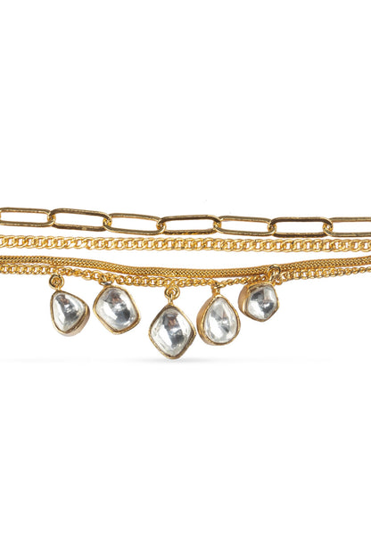 Layered Kundan & Cubic Zirconia Bracelet 