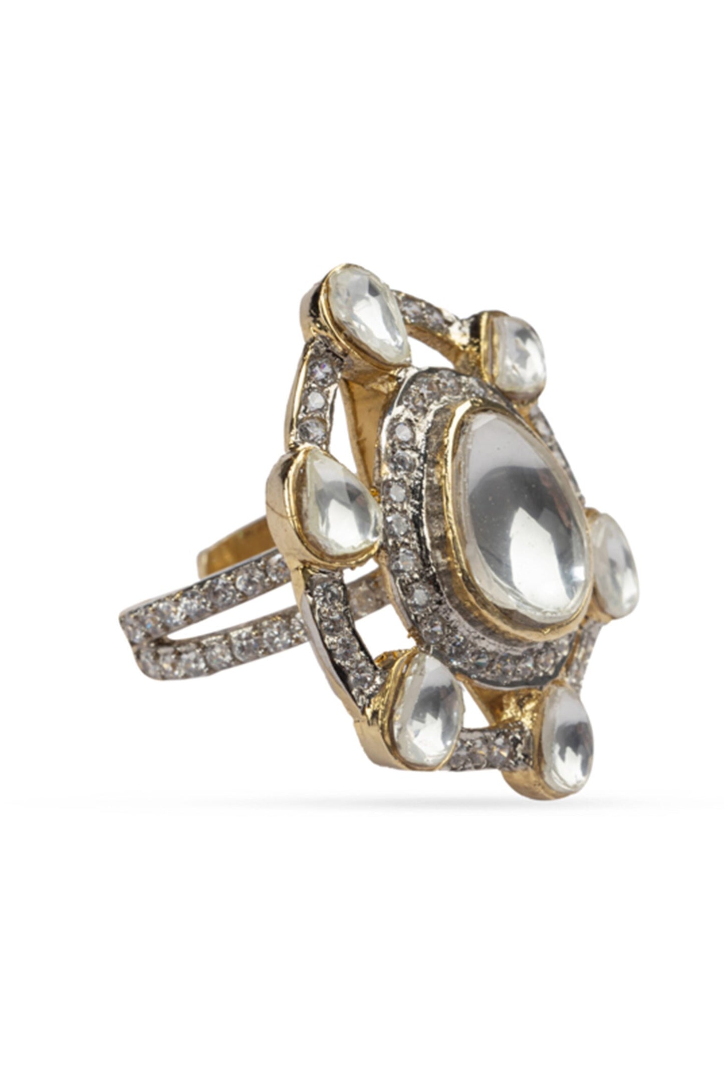 Stone Embellished Cutwork Ring 