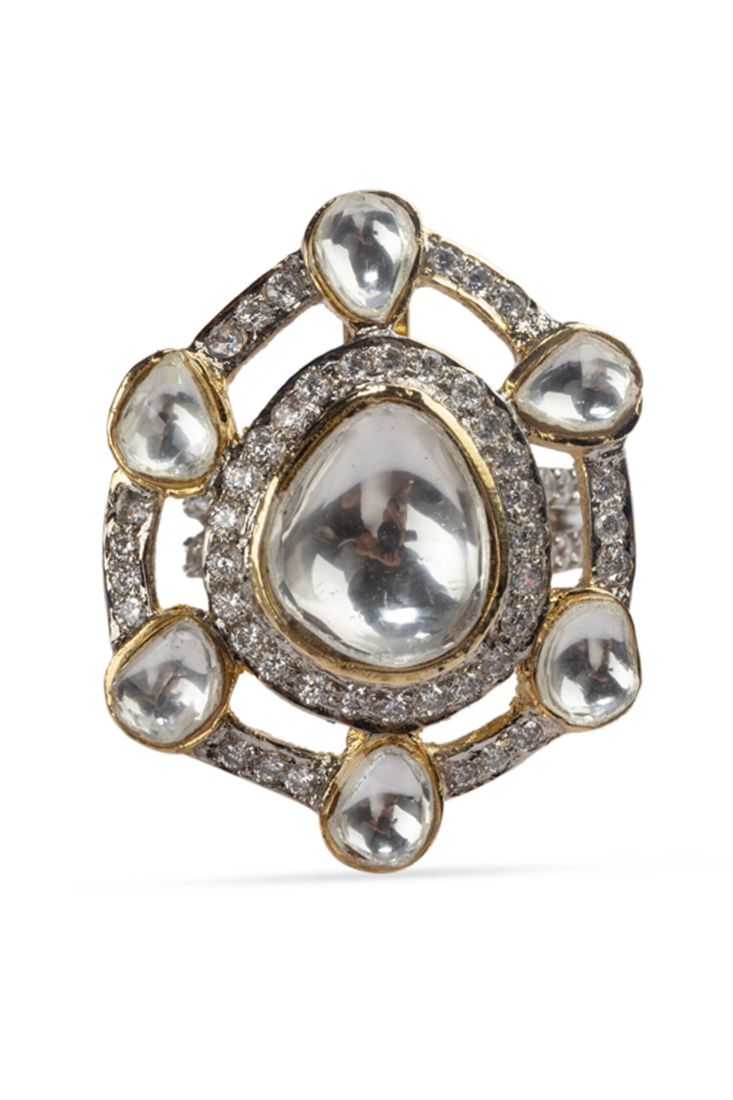 Stone Embellished Cutwork Ring 