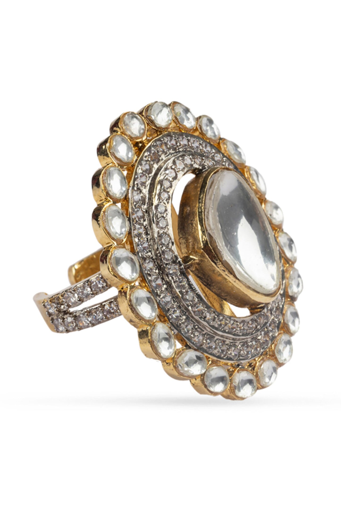 Geometric Shaped Stone Embellished Ring 