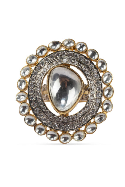 Geometric Shaped Stone Embellished Ring 