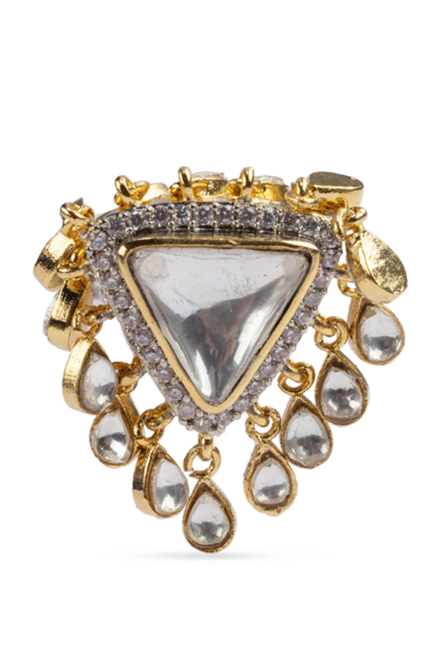 Triangle Shaped Kundan Embellished Ring 