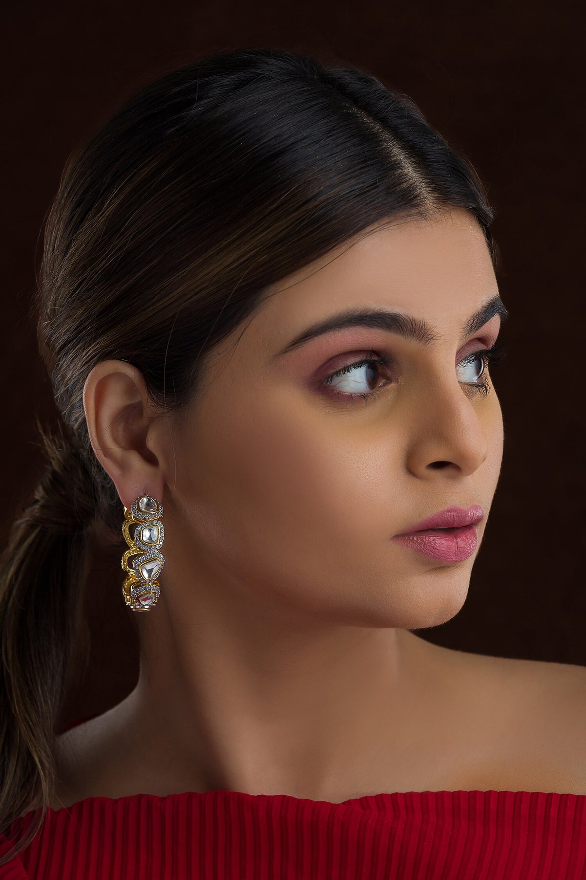 Cubic Zirconia Embellished Earrings 