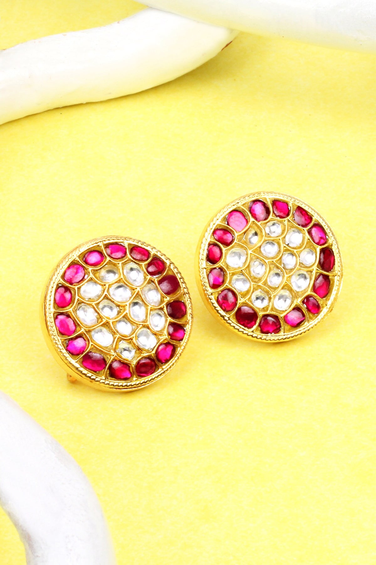 Ruby Stone Studded Stud Earrings 