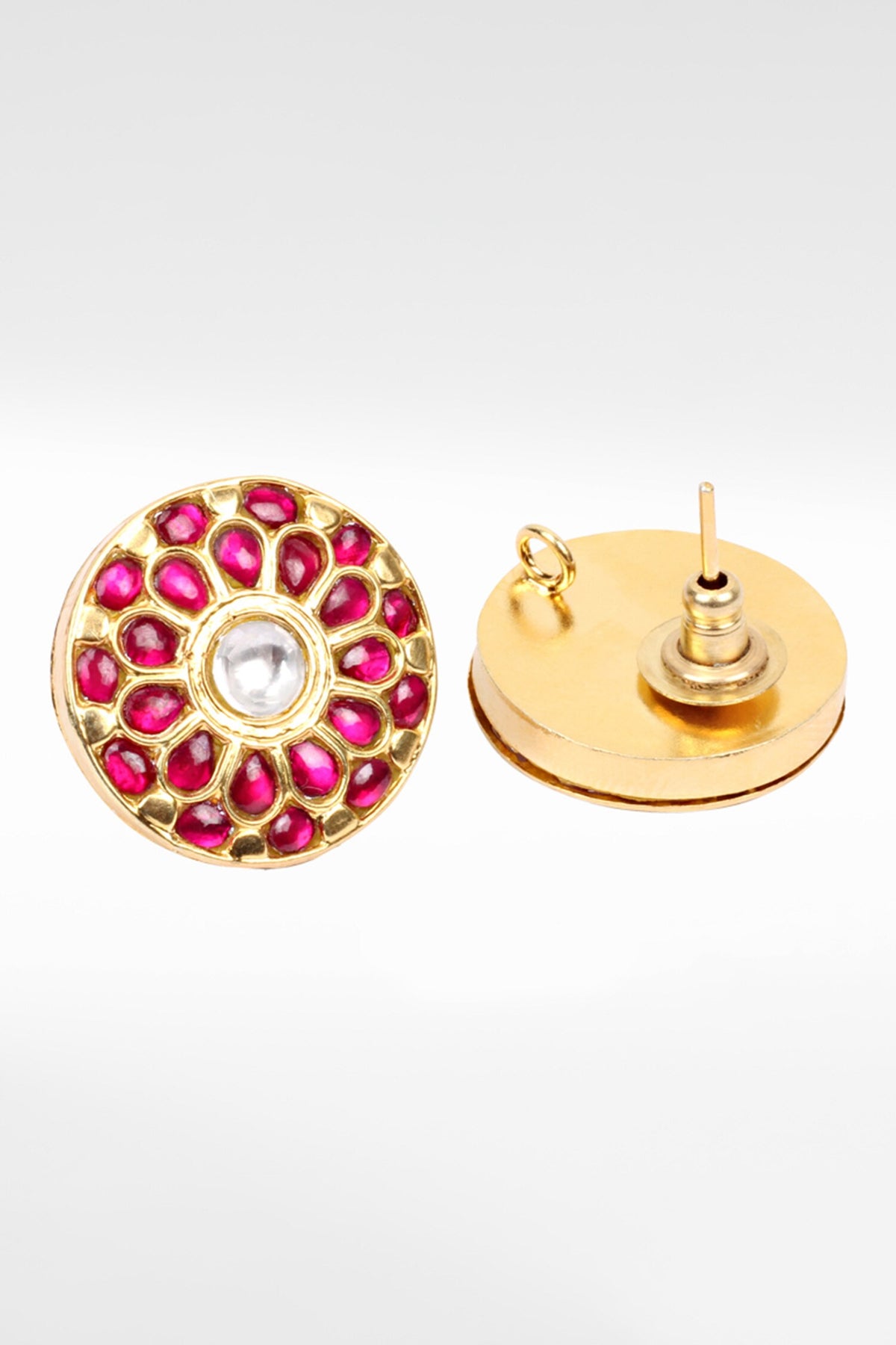 Floral Ruby Studded Stud Earrings 