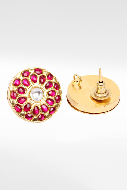 Floral Ruby Studded Stud Earrings 