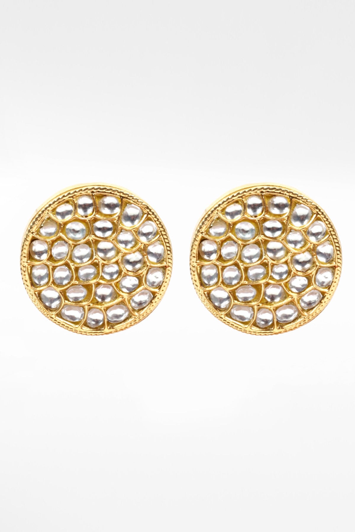 Round Kundan Work Stud Earrings 