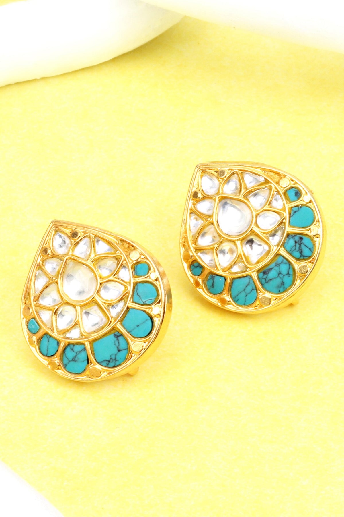 Drop Stone Work Stud Earrings 