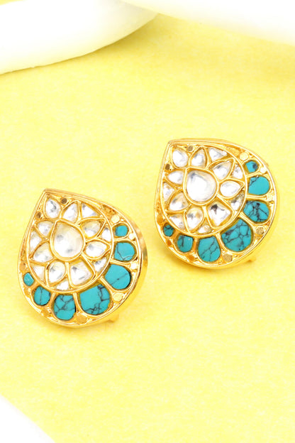Drop Stone Work Stud Earrings 