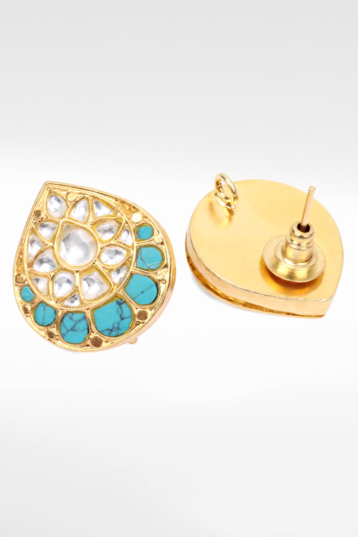 Drop Stone Work Stud Earrings 