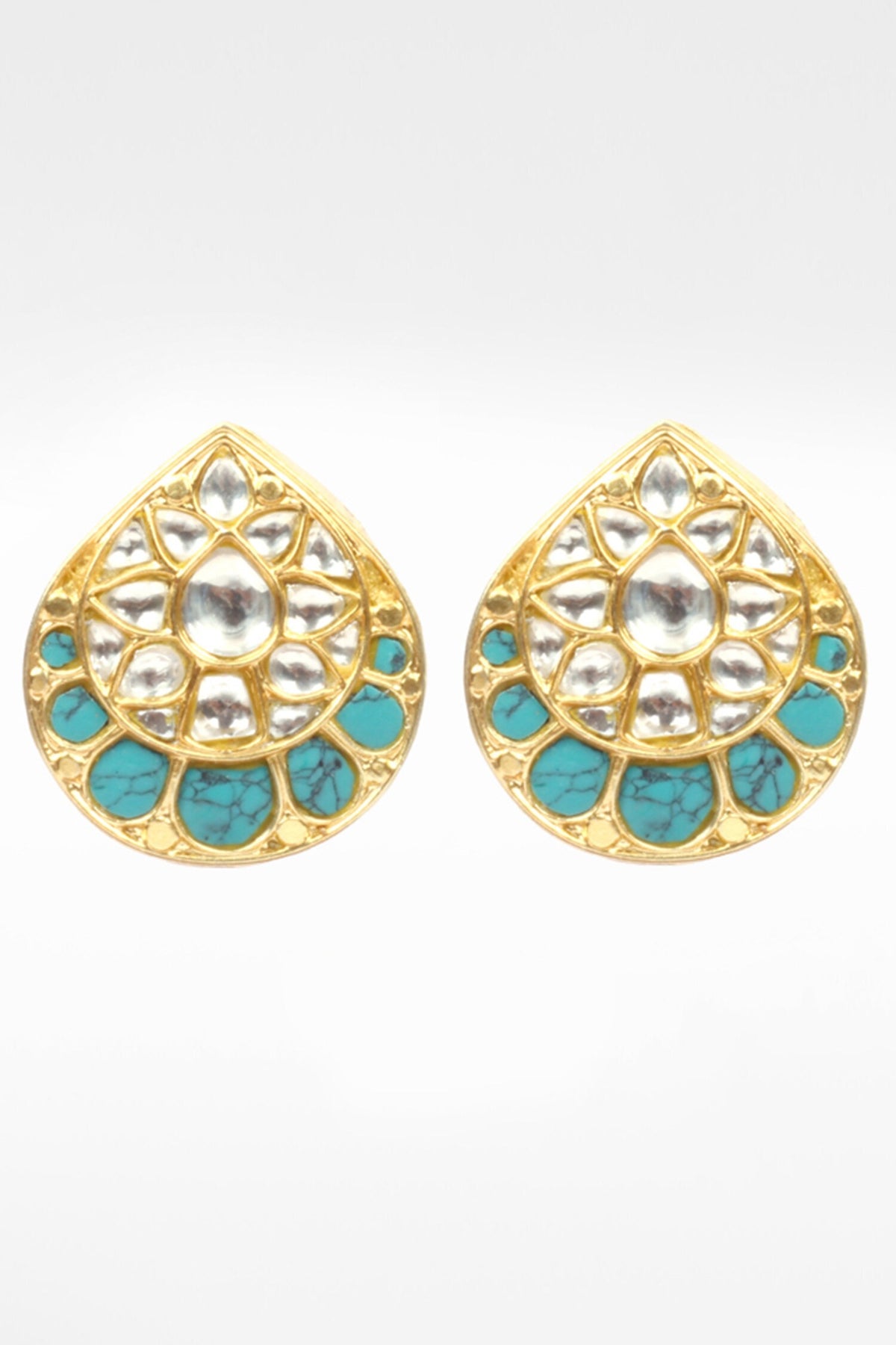 Drop Stone Work Stud Earrings 