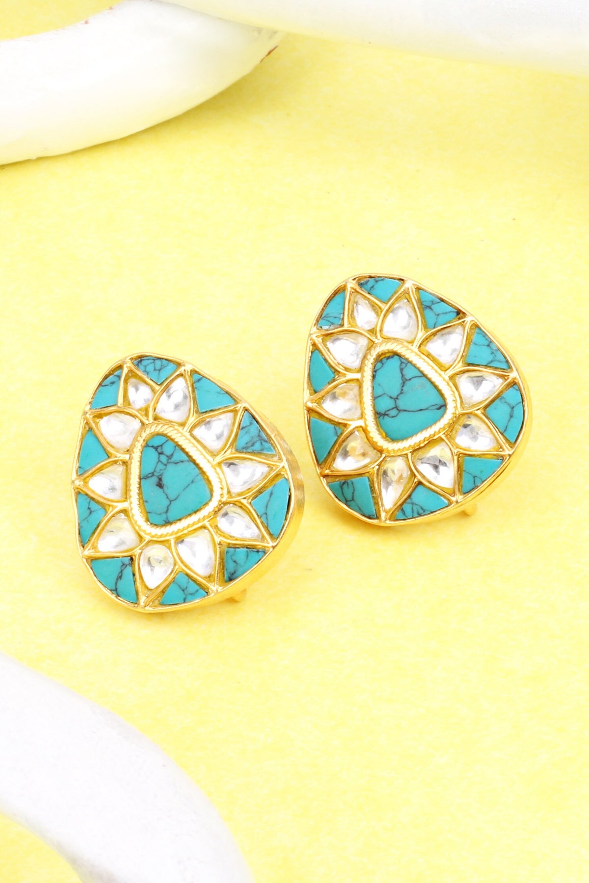 Triangular Stone Studded Stud Earrings 