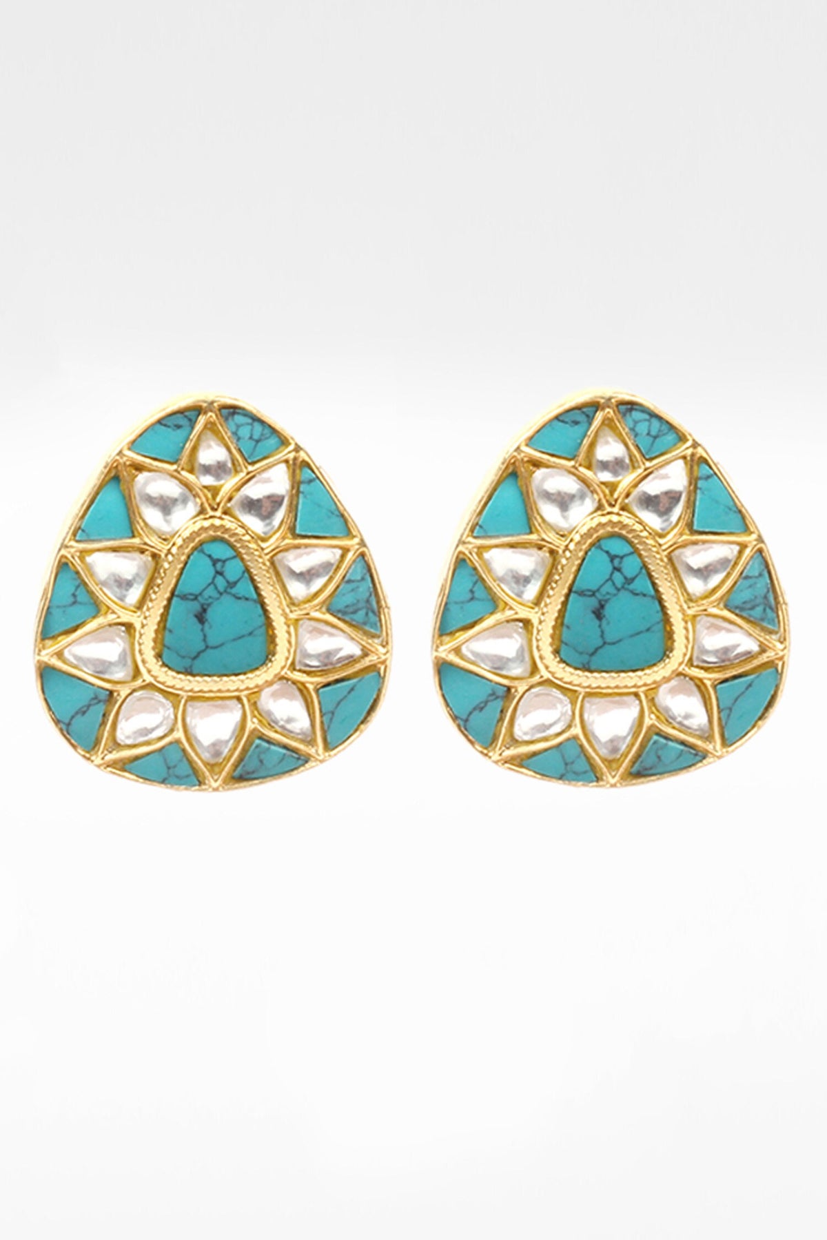 Triangular Stone Studded Stud Earrings 