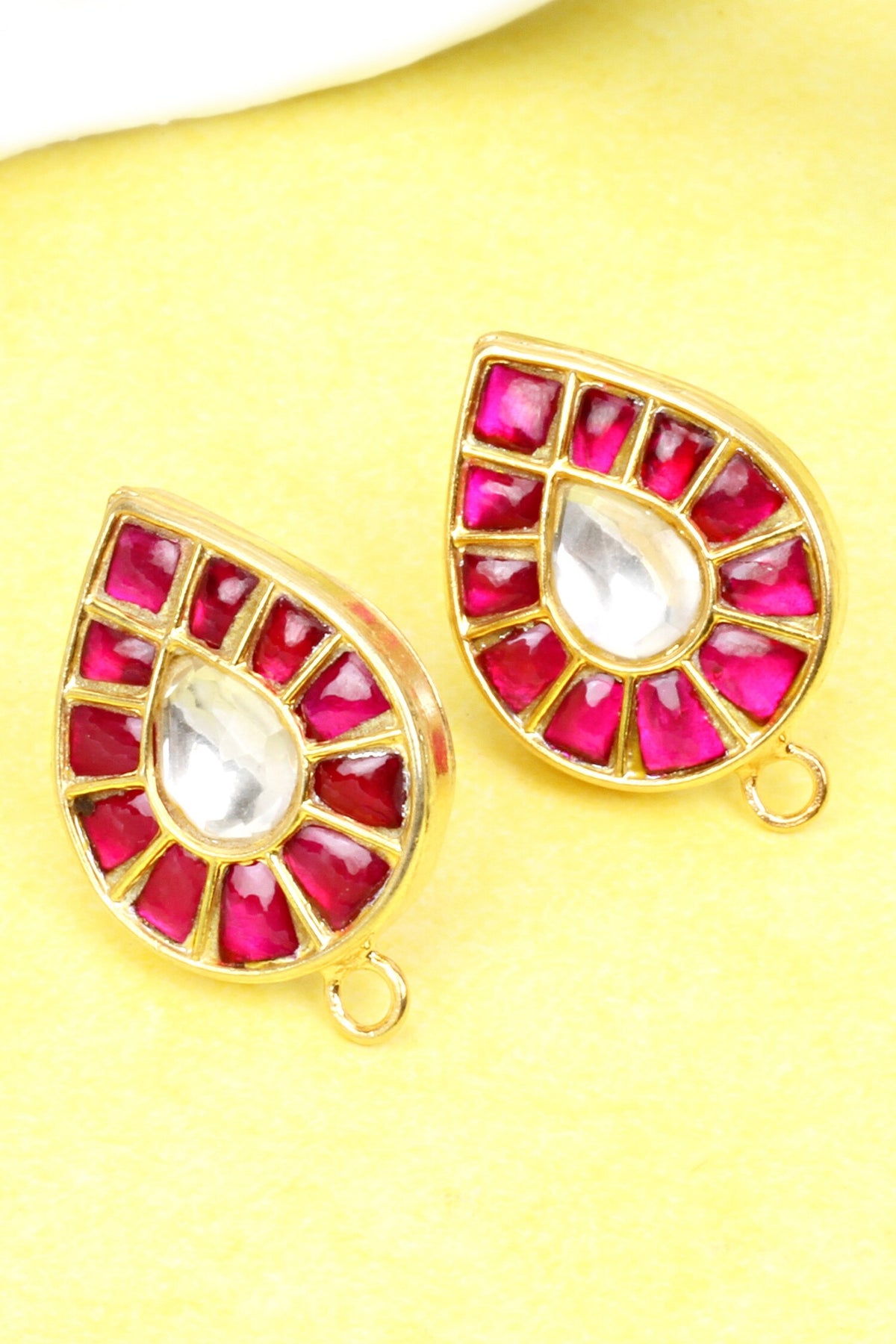Ruby Stone Work Stud Earrings 