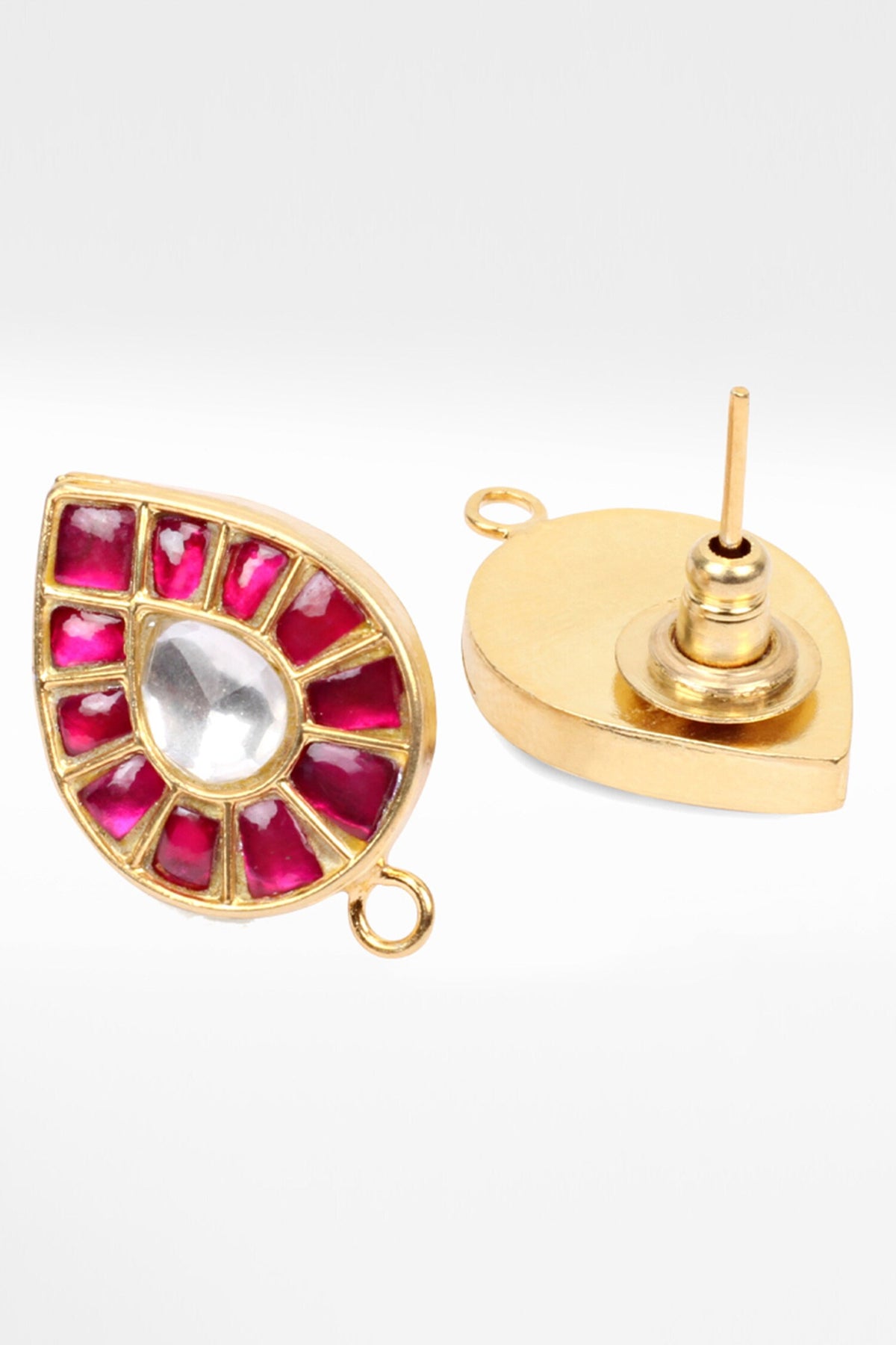 Ruby Stone Work Stud Earrings 