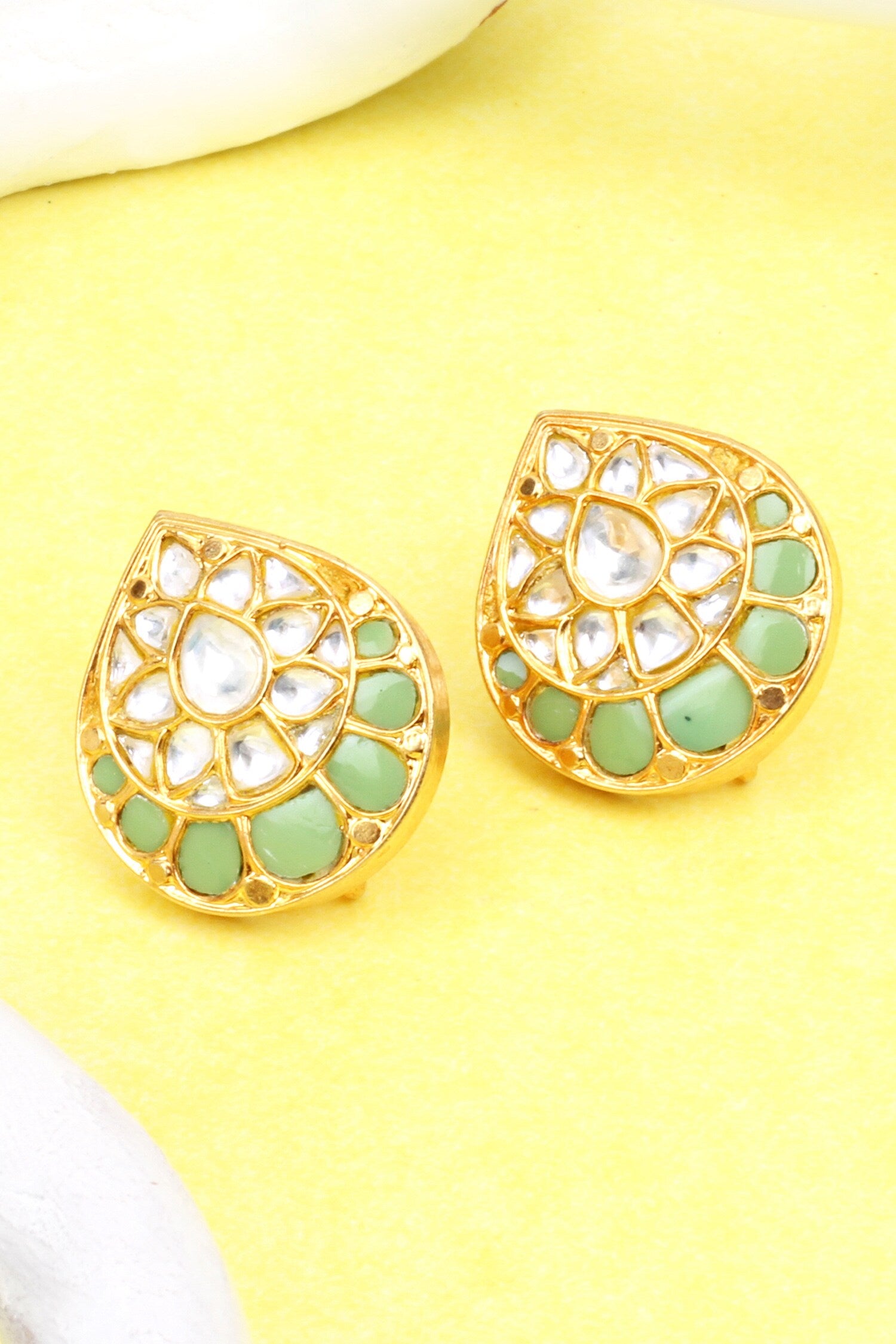 Kundan Embellished Teardrop Earrings 