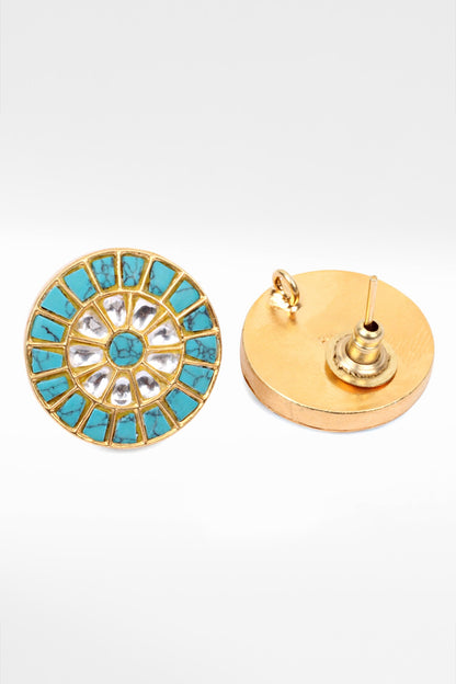 Round Shaped Turquoise Studded Earrings 