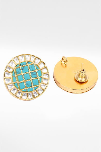 Round Turquoise Studded Earrings 