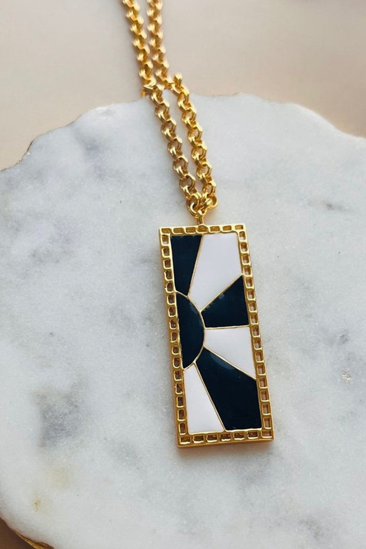 Sunrays Enamelled Pendant Necklace 