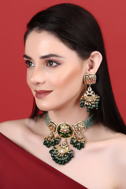 Embellished Pendant Drop Necklace Set 