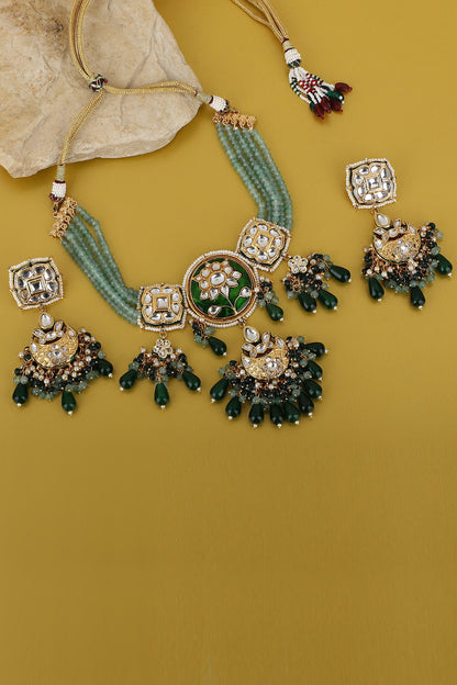Embellished Pendant Drop Necklace Set 