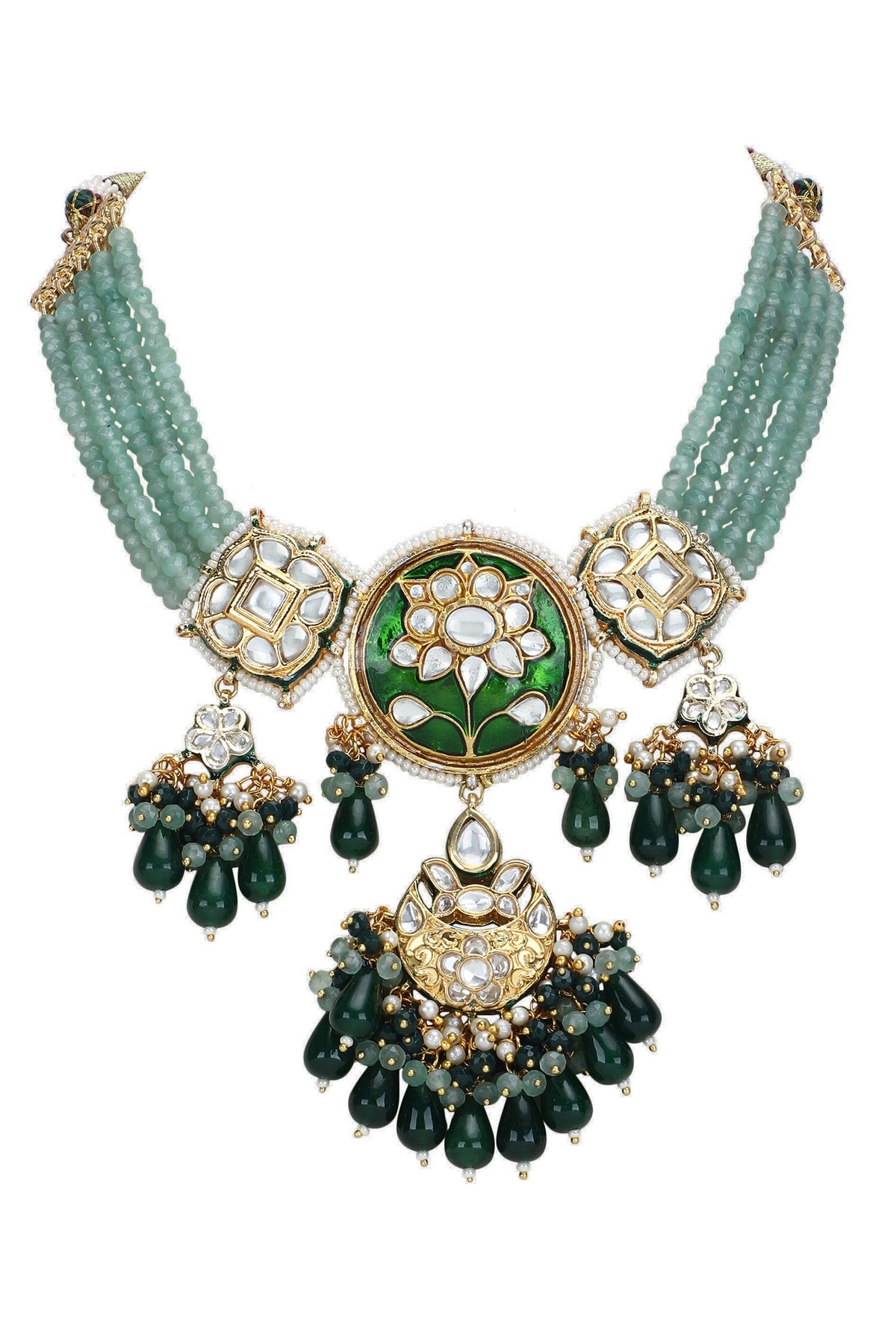 Embellished Pendant Drop Necklace Set 