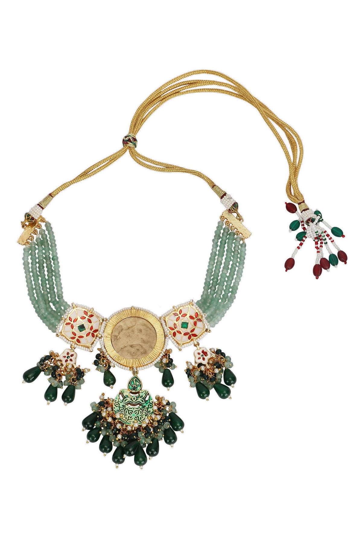 Embellished Pendant Drop Necklace Set 