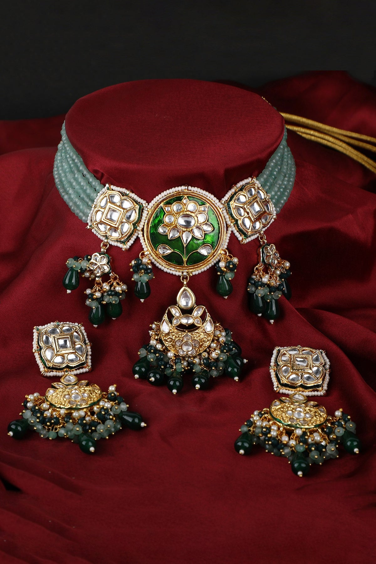 Embellished Pendant Drop Necklace Set 