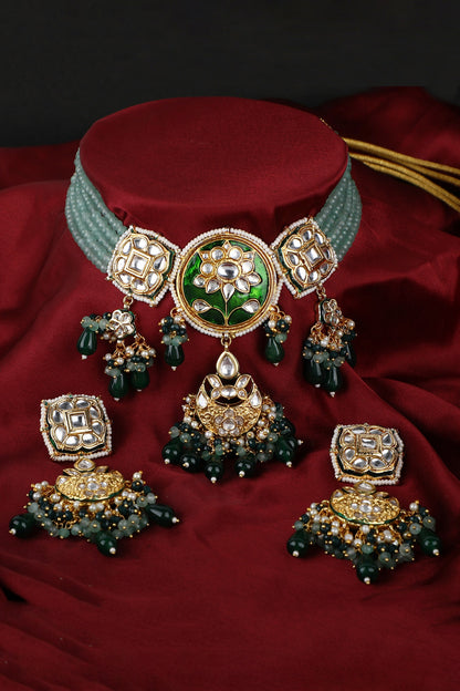 Embellished Pendant Drop Necklace Set 