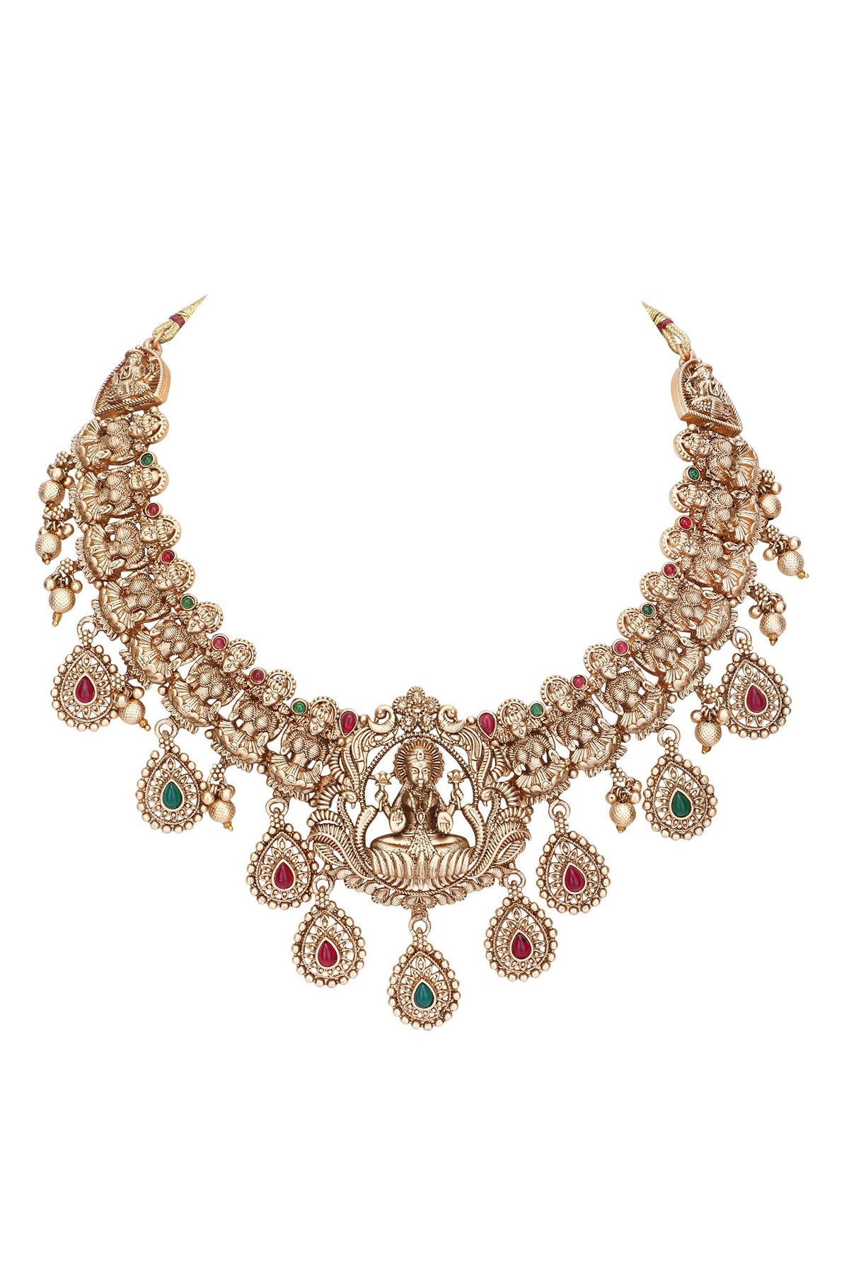 Temple Motif Carved Necklace Set 