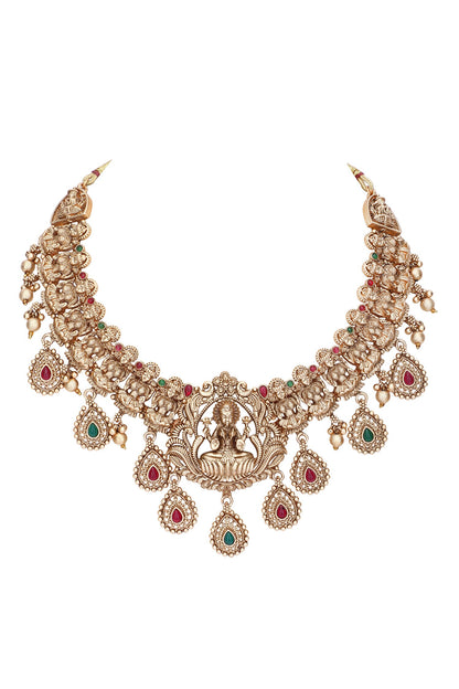 Temple Motif Carved Necklace Set 