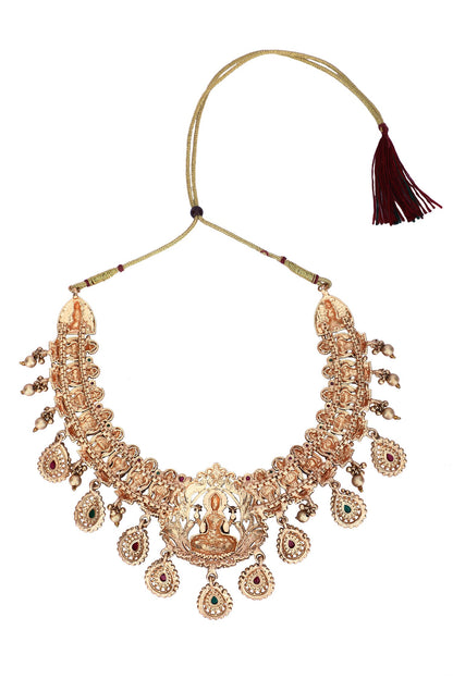 Temple Motif Carved Necklace Set 