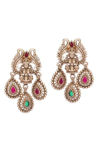Temple Motif Carved Necklace Set 