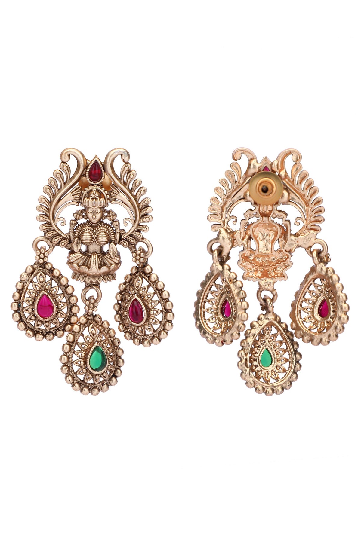 Temple Motif Carved Necklace Set 