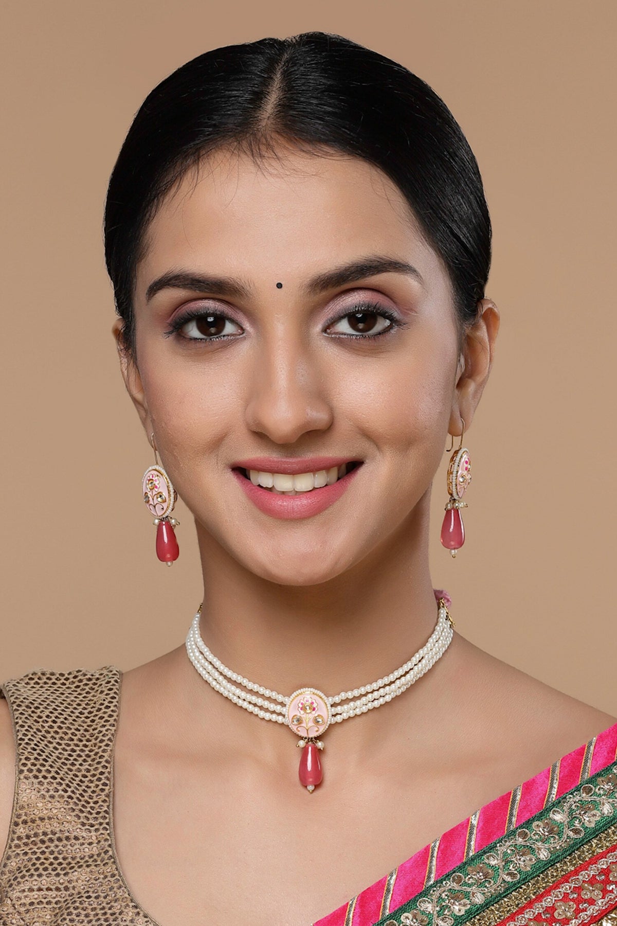 Bloom Meenakari Work Choker Necklace 