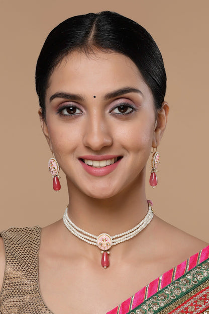 Bloom Meenakari Work Choker Necklace 