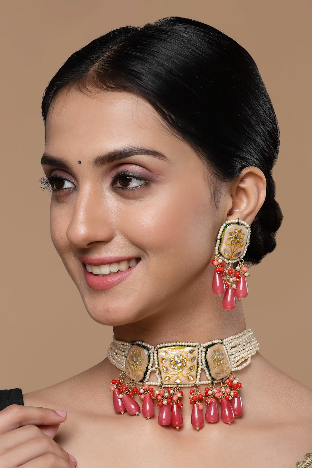 Meenakari Work Choker Necklace Set 