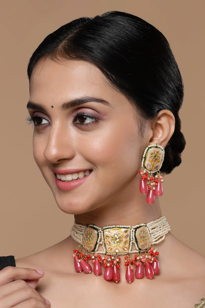 Meenakari Work Choker Necklace Set 