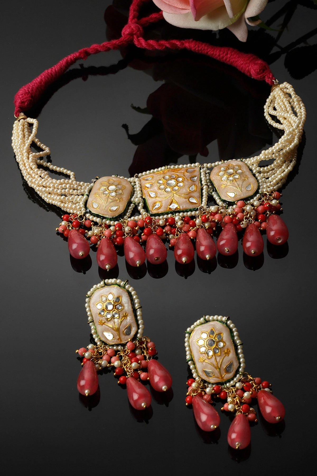 Meenakari Work Choker Necklace Set 