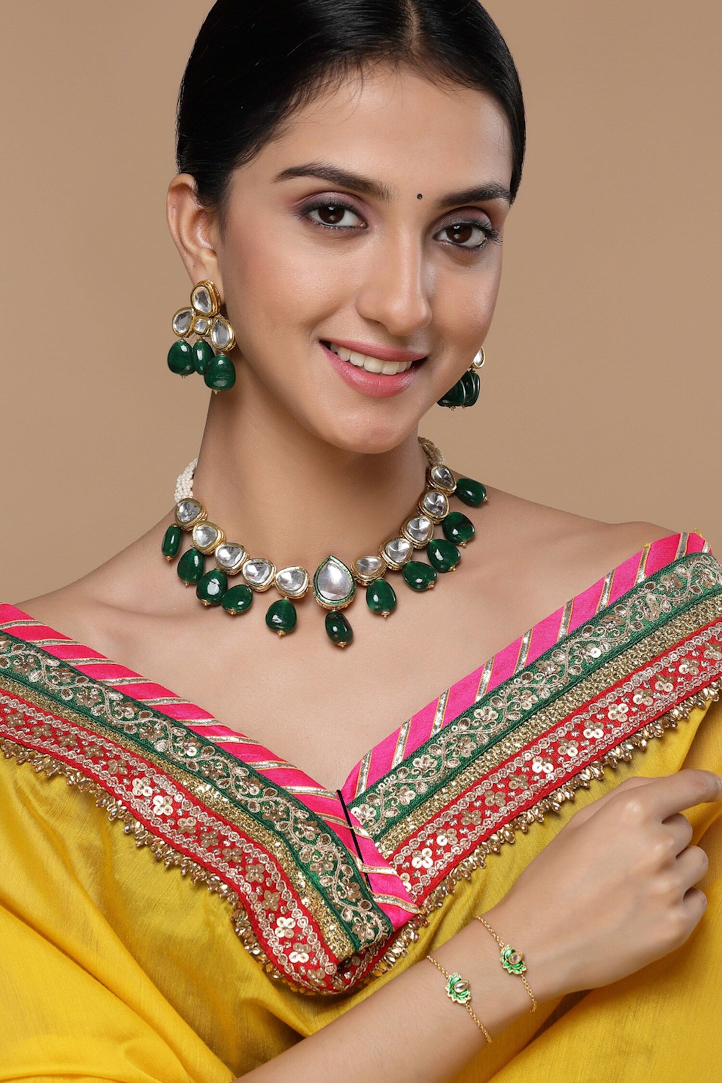 Kundan & Stone Embellished Choker Necklace 