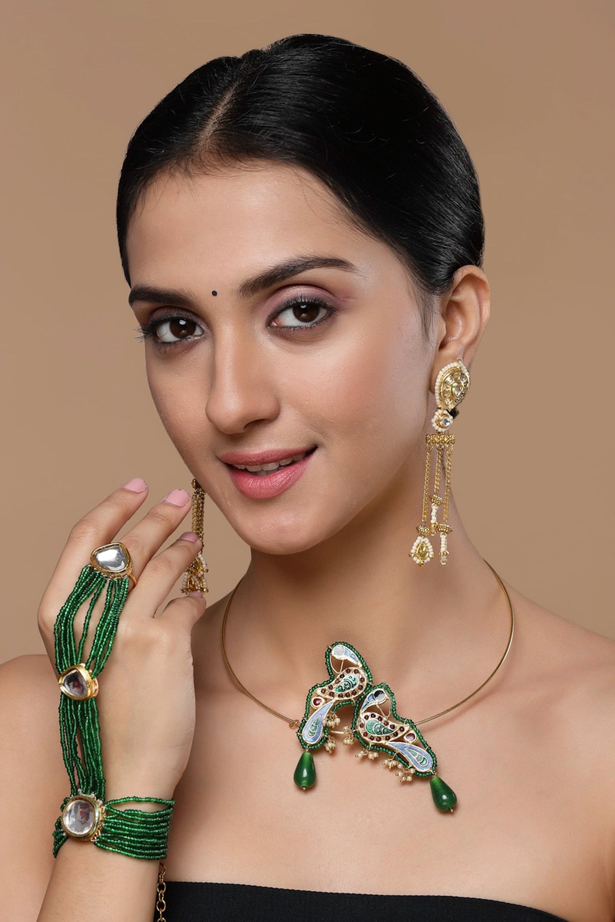 Peacock Kundan Embellished Necklace 