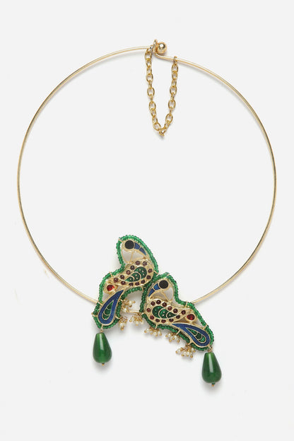 Peacock Kundan Embellished Necklace 