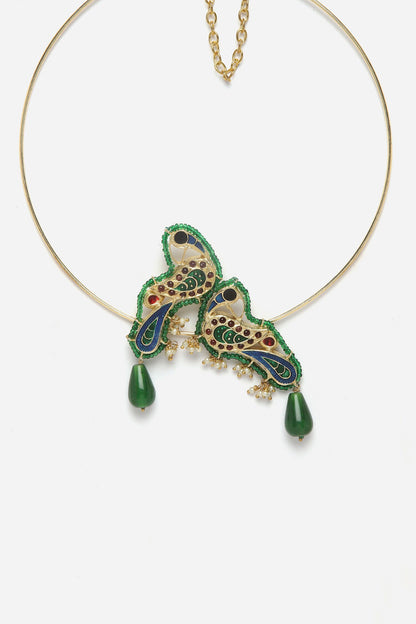 Peacock Kundan Embellished Necklace 