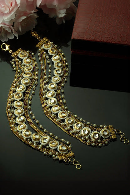 Kundan & Pearl Embellished Anklets 