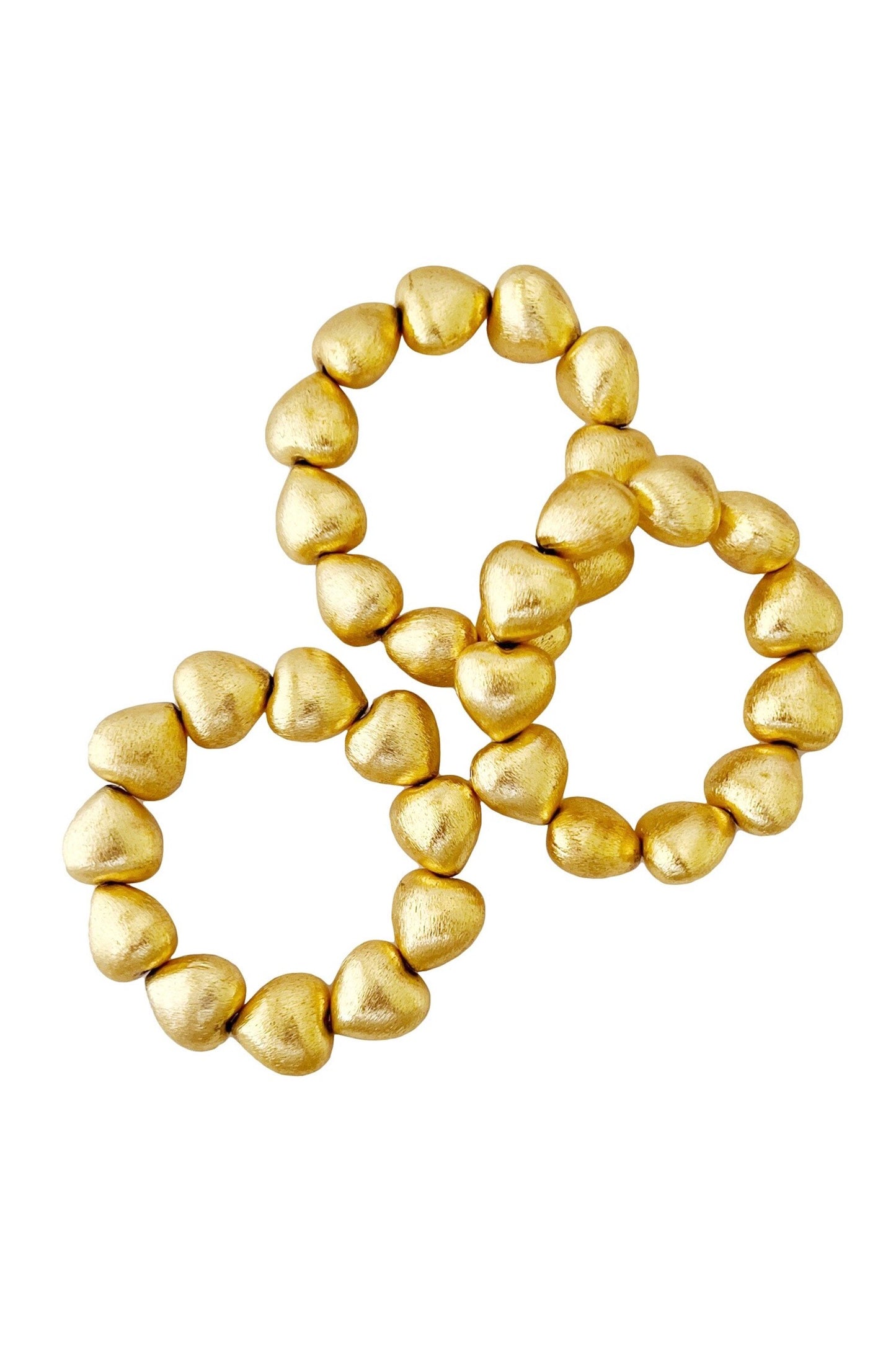 Heart Bomb Bead Embellished Bracelet - Set of 3 