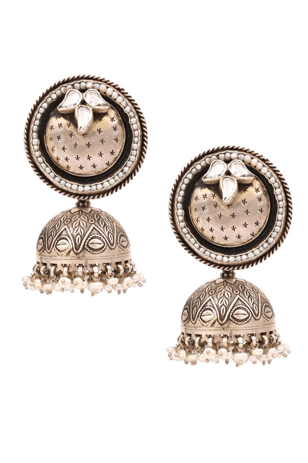 Handcrafted Carved Jhumkas 