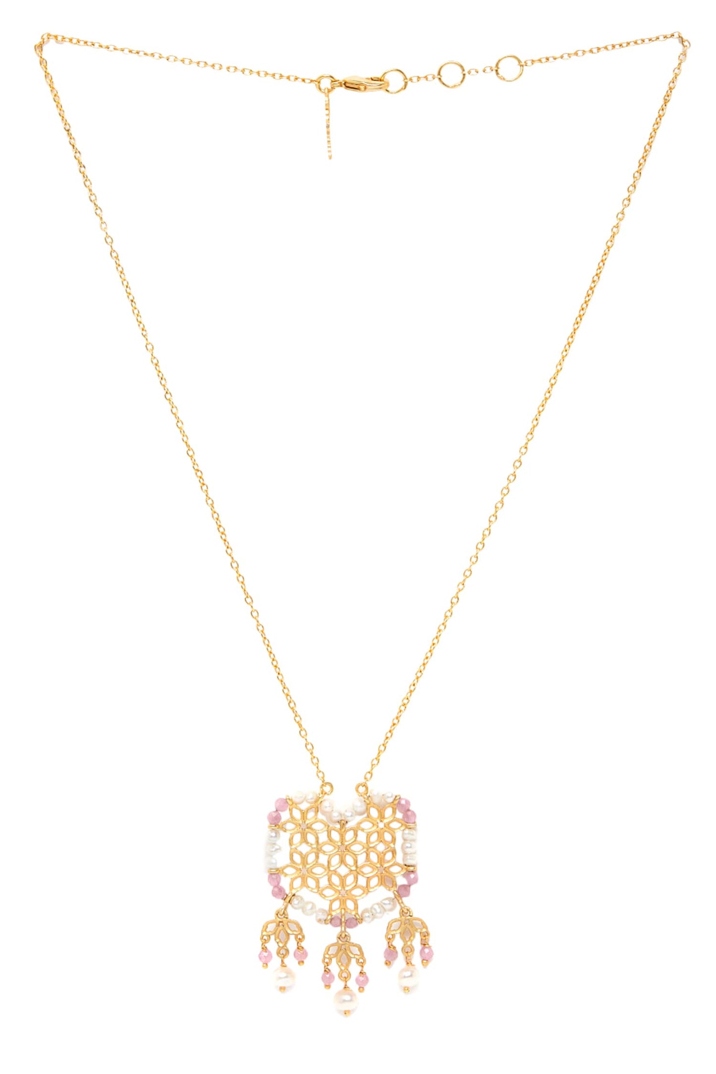 Bead Cutwork Pendant Necklace 