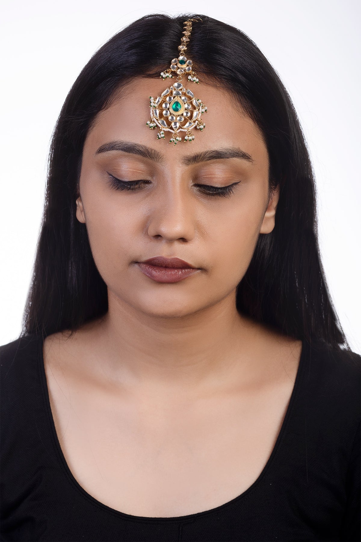 Floral Bead Drop Maangtikka 